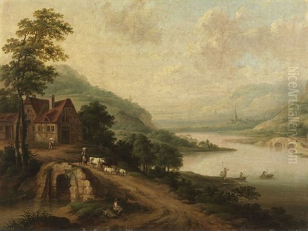 Fluslandschaft Oil Painting by Christian Georg Schuetz the Younger