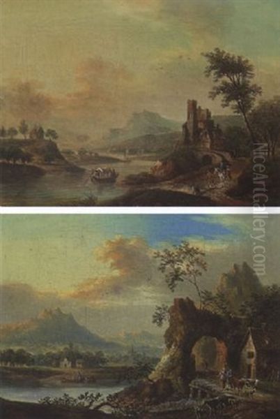 Phantastische Flusslandschaft Oil Painting by Christian Georg Schuetz the Younger