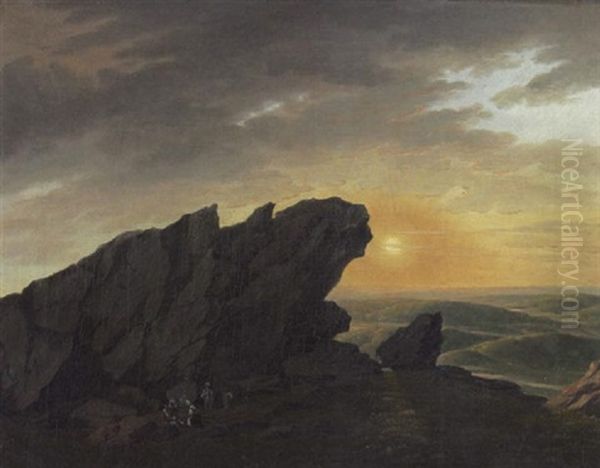 Blick Vom Feldberg Im Taunus Bei Sonnenuntergang Oil Painting by Christian Georg Schuetz the Younger