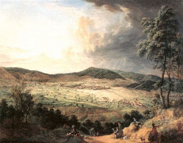 Weite Taunuslandschaft Oil Painting by Christian Georg Schuetz the Younger