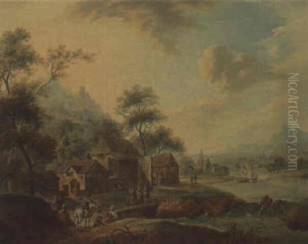 Fluslandschaft Oil Painting by Christian Georg Schuetz the Younger