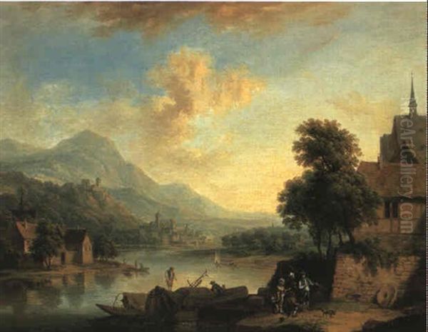 Fluslandschaft Mit Figuren Oil Painting by Christian Georg Schuetz the Younger