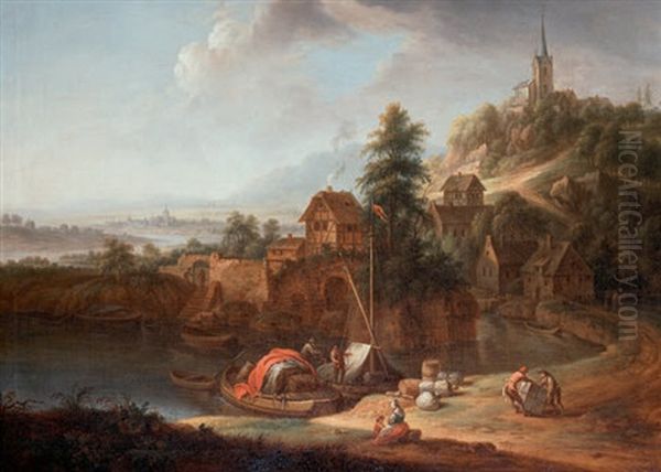 Burgdorf An Der Emme Mit Blick Auf Kirchberg Oil Painting by Franz Schuetz