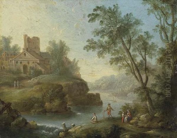 Flusslandschaft Mit Staffage Oil Painting by Franz Schuetz