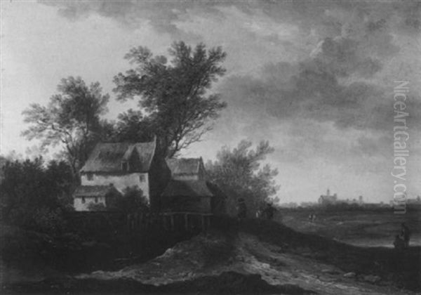 Landschaft Bei Abendstimmung Oil Painting by Franz Schuetz