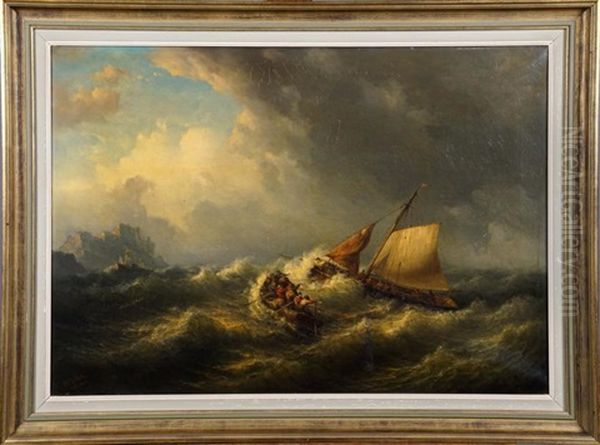 Marine Par Gros Temps Oil Painting by Jan Frederik Schutz