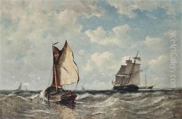 Off To The Fishing Grounds Oil Painting by Johannes Frederick Schuetz