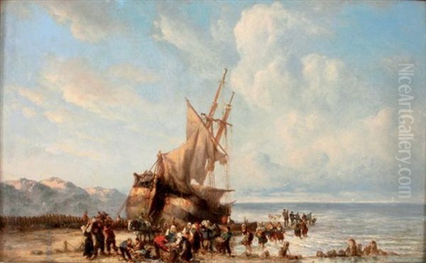 Retour De Peche Oil Painting by Johannes Frederick Schuetz