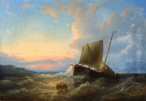 Seascape Oil Painting by Johannes Frederick Schuetz