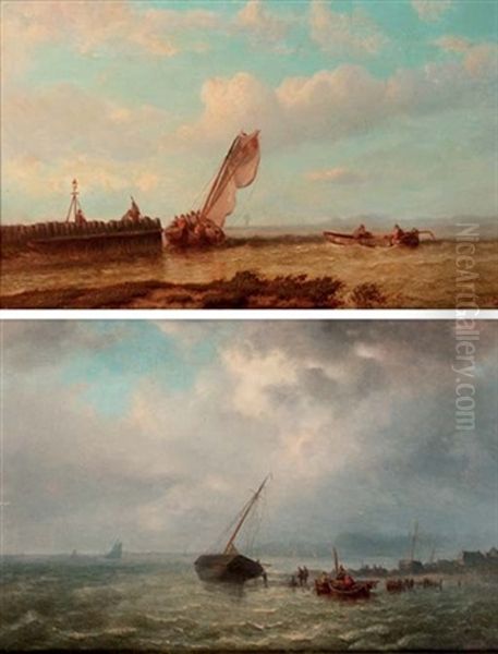 Busy Fishermen (+ Another; 2 Works) by Johannes Frederick Schuetz