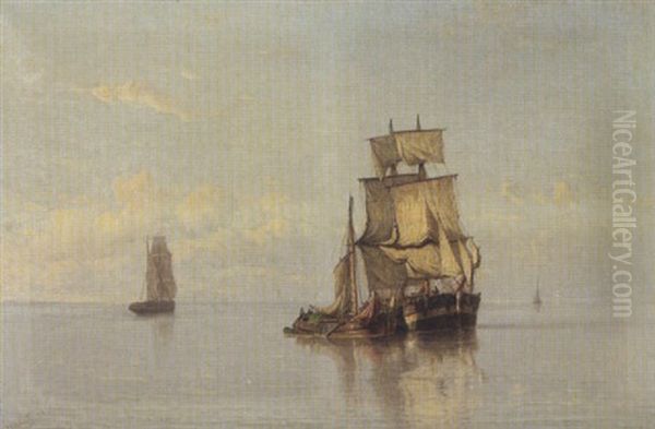 Marine Oil Painting by Johannes Frederick Schuetz