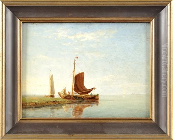 Kutter Vor Der Kuste In Sommerlicher Stimmung Oil Painting by Willem Joannes Schuetz