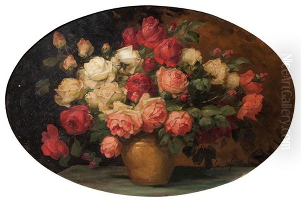 Abundant Bunch Of Roses Oil Painting by Wilhelm Schuetze