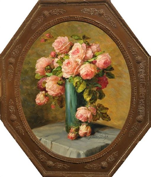 Stilleben Mit Rosen In Einer Vase Oil Painting by Wilhelm Schuetze