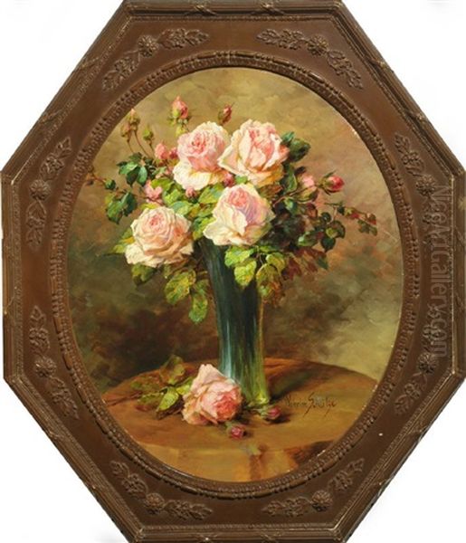 Stilleben Mit Rosen In Einer Vase Oil Painting by Wilhelm Schuetze