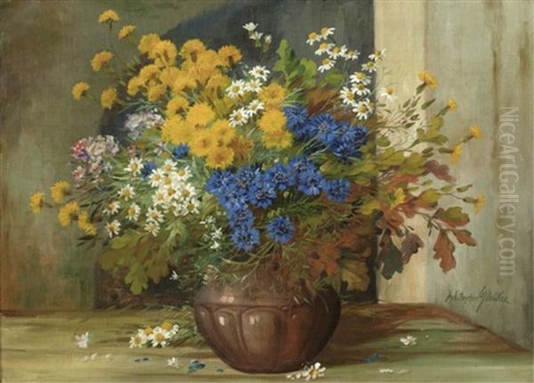 Floral Still Life Oil Painting by Wilhelm Schuetze