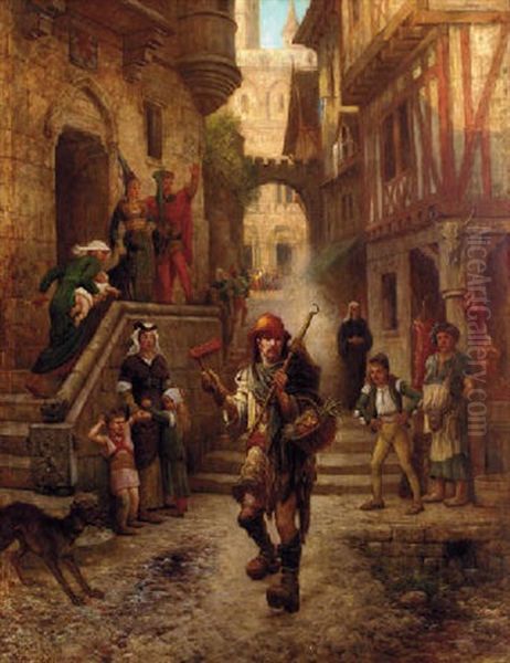 A Tinker In A French Street by Louis Frederic Schuetzenberger