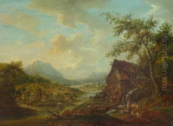 Blick In Ein Weites Sommerliches Flustal Oil Painting by Franz Schuez