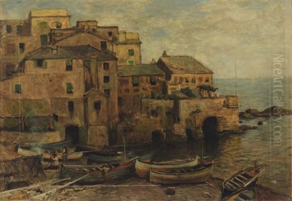 Boccadasse Oil Painting by Friededrich Schuz