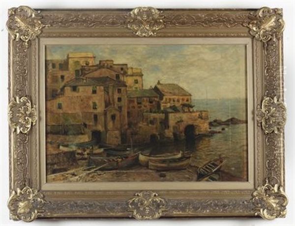 Boccadasse Oil Painting by Friededrich Schuz