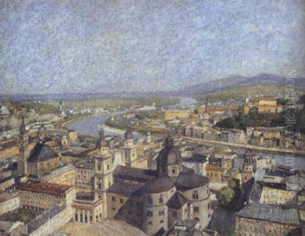 View Of Salzburg Oil Painting by Friedrich Schuz