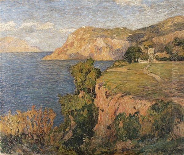 Capri In The Evening Sun Oil Painting by Friedrich Schuez