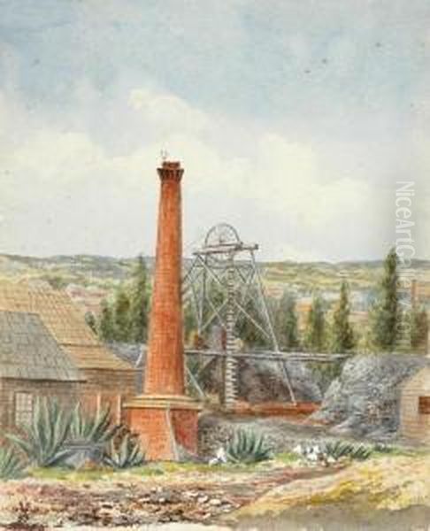 The Mine Shaft, Central Victoria Oil Painting by Emma Minnie Boyd