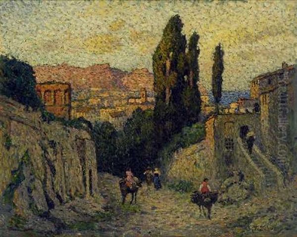 Mediterranes Dorf Oil Painting by Friedrich Schuez