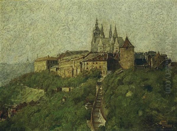 Ansicht Von Prag Mit Hradschin Und St. Veit Oil Painting by Friedrich Schuez