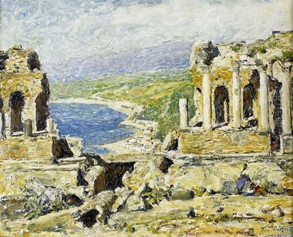 Teatro Greco, Taormina Oil Painting by Friedrich Schuez