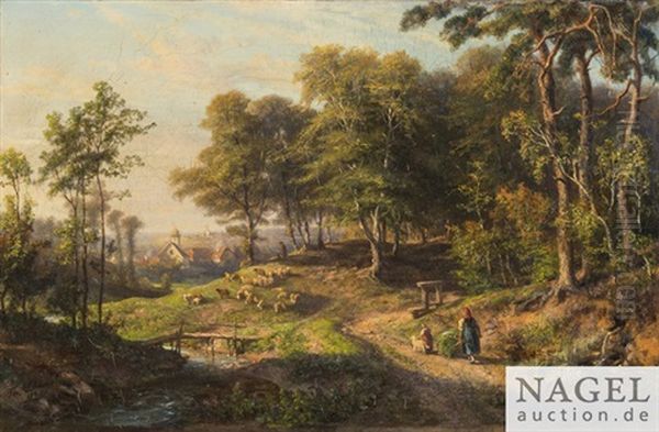 Landschaft Aus Der Umgebung Von Tubingen Oil Painting by Theodor Christoph Schuez