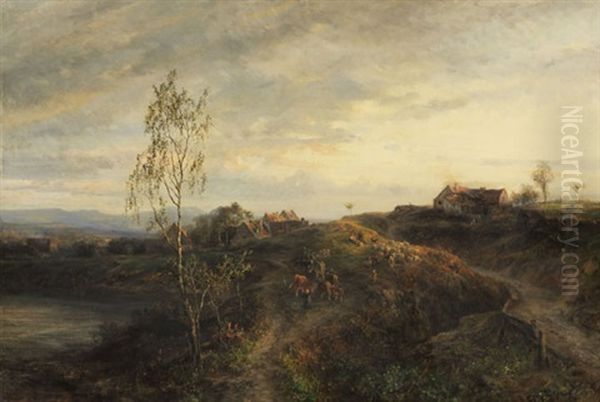 Landschaft Mit Gehoften Und Viehherde Oil Painting by Theodor Christoph Schuez