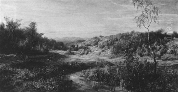 Mittelgebirgslandschaft Mit Einem Flusschen Oil Painting by Theodor Christoph Schuez