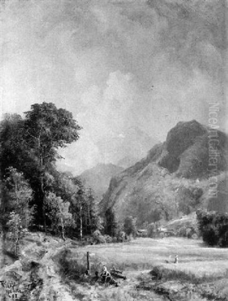 Alpenlandschaft Oil Painting by Theodor Christoph Schuez