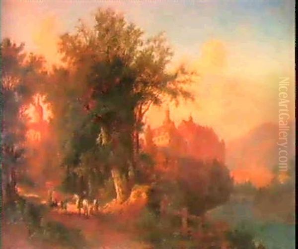 Ansicht Der Stadt Weilburg Oil Painting by Theodor Christoph Schuez