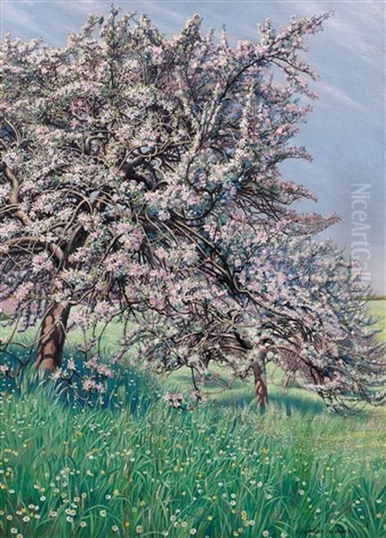 Pommiers En Fleurs Oil Painting by Carlos Schwabe