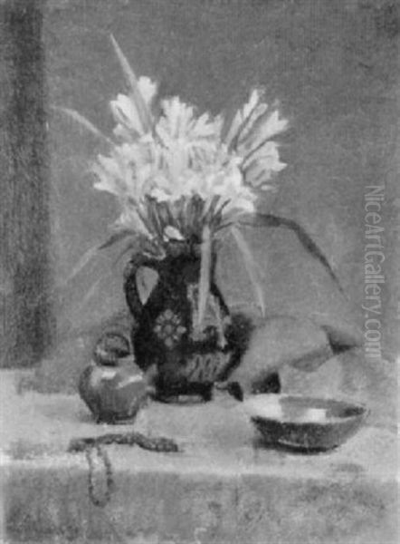 Stilleben Mit Blumenstrauss, Schale Und Kannchen by Hans Alvin Schwabe