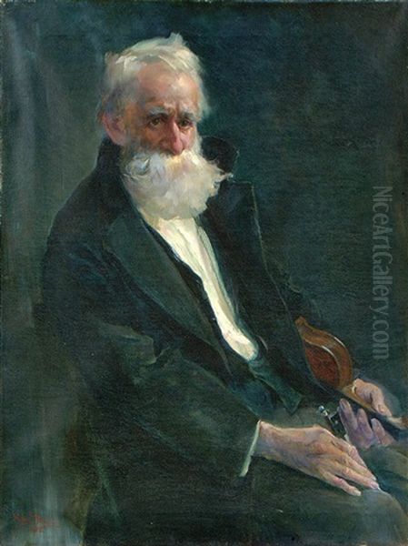 The Violinist Oil Painting by Heinrich August Schwabe