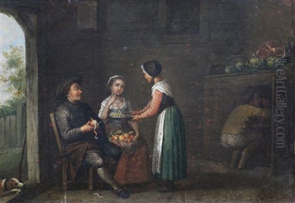 Hausliche Genreszenen (gegenstucke) Oil Painting by Johann Michael Schwabeda