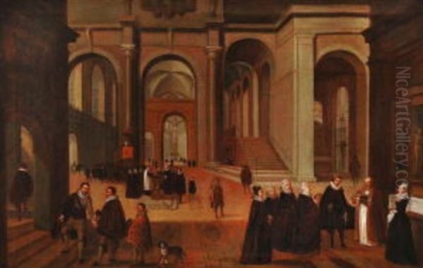 Kircheninterieur Mit Figurenstaffage Oil Painting by Johann Michael Schwabeda