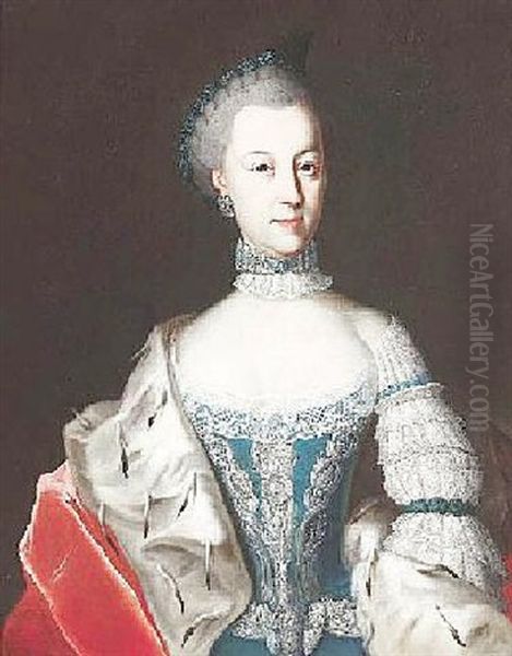 Markgrafin Friederike Caroline Von Brandenburg-ansbach Oil Painting by Johann Michael Schwabeda