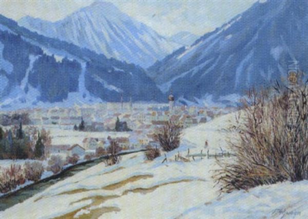 Garmisch-partenkirchen Im Winter Oil Painting by Fritz Schwaiger