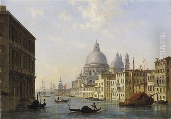 Venedig. Der Canal Grande Mit Santa Maria Della Salute Oil Painting by H. Schwan