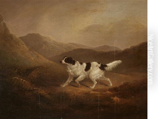 Setter On A Moor Oil Painting by Charles Henry Schwanfelder