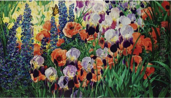 Flower Garden, Irises And Poppies by J. Rutherford Boyd