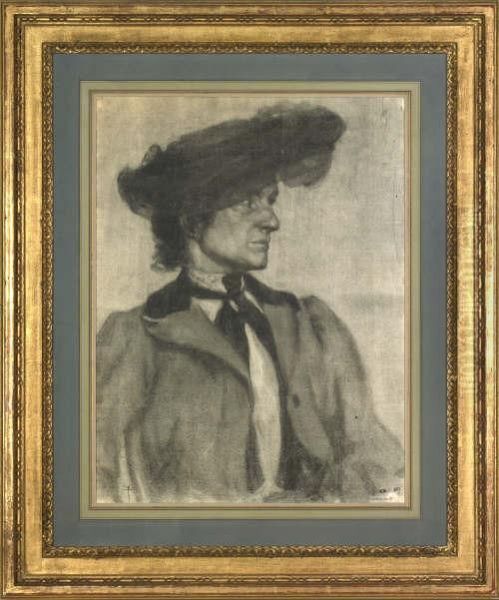 Charcoal Portrait Of A Woman by J. Rutherford Boyd