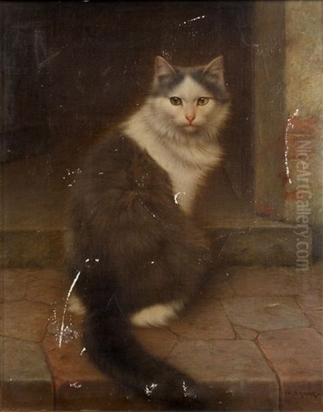 Portrait Of A Cat Oil Painting by Wilhelm Schwar