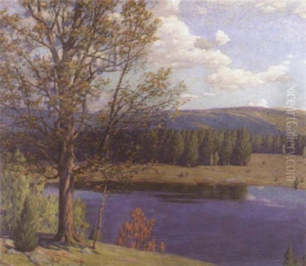 View Of The Hudson River Valley Oil Painting by Andrew Thomas Schwartz