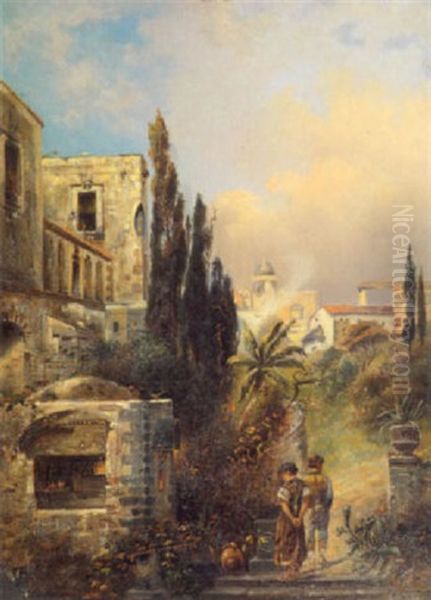 Sudliche Stadt Oil Painting by Charles Auguste Schwartz