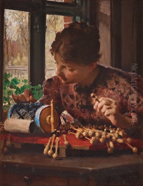 The Lacemaker Oil Painting by Frans Schwartz